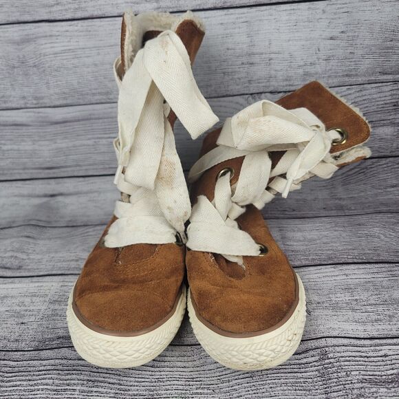 CONVERSE Chuck Taylor Beverly Lace Suede Leather Winter Shoes Women 6 - Picture 4 of 9